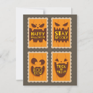 Cartão Postal Retro Halloween Spooky Pumpkin Vintage Boo Crew