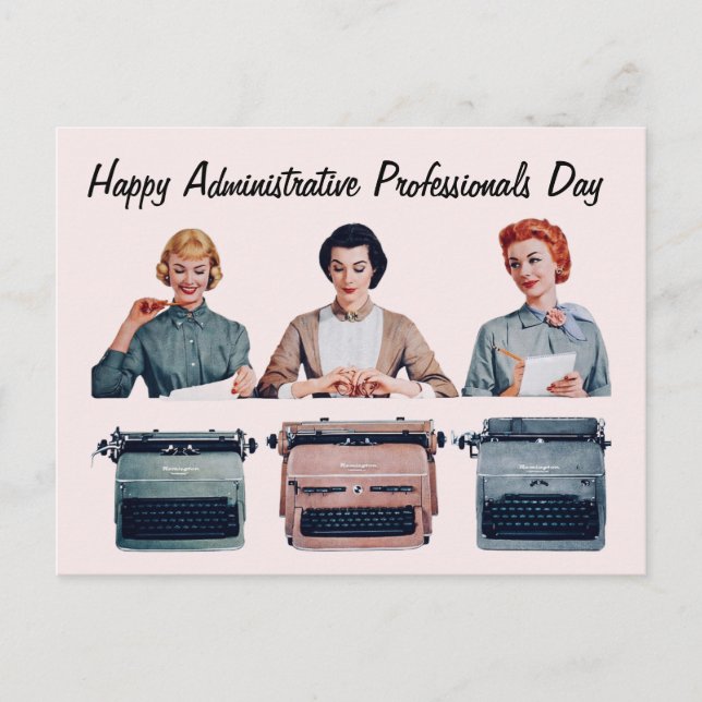 Cartão Postal Retro Happy Administrative Professionals Day  (Frente)