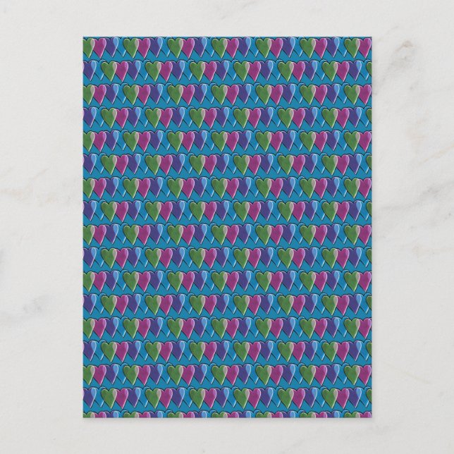 Cartão Postal Retro Hearts Valentine's Day Pattern               (Frente)