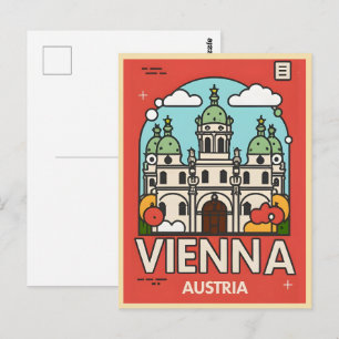 Cartão Postal Retro Historical Viena, cidade austríaca de skylin
