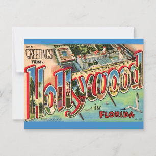 Cartão Postal Retro Hollywood Flórida