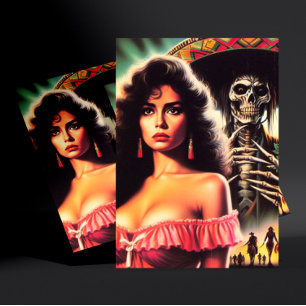 Cartão Postal Retro Horror Mulher