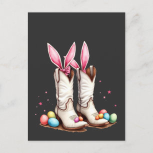 Cartão Postal Retro Howdy Páscoa Funny Cowboy Boots Easter Ovo