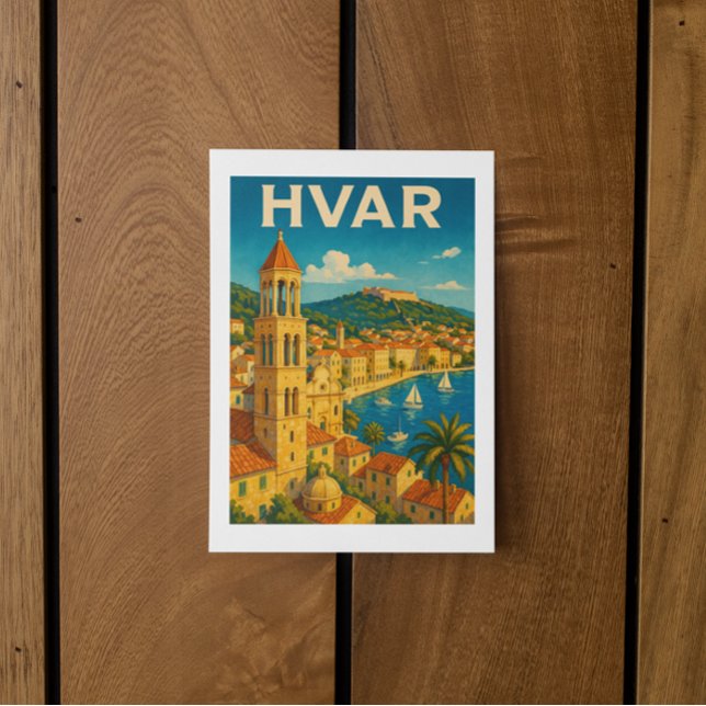 Cartão Postal Retro Hvar Croatia Adria Coast Travel (Retro Hvar Croatia Adria Coast Travel Postcard)