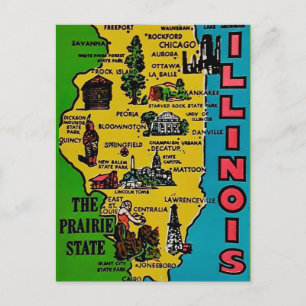 Cartão postal retrô Illinois vintage adesivo