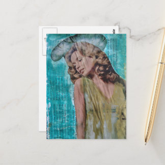 Cartão Postal Retro lady Mixed media collage