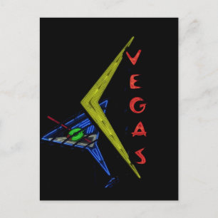 Cartão Postal Retro Las Vegas Neon Sinal viagens vintage