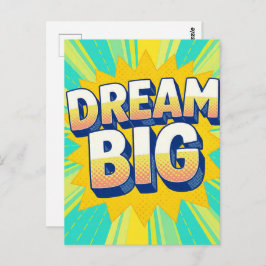 Cartão Postal Retro lettering dream big text