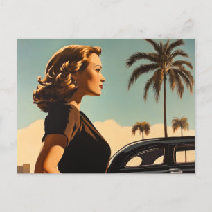 Cartão Postal Retro Los Angeles Beauty