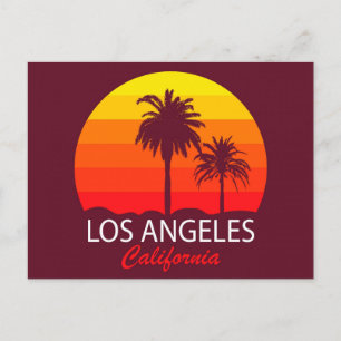 Cartão Postal Retro Los Angeles California Vintage Palm Trees