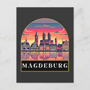 Cartão Postal Retro Magdeburg Skyline