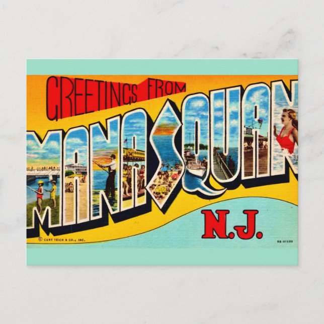 Cartão Postal Retro Manasquan NJ (Frente)