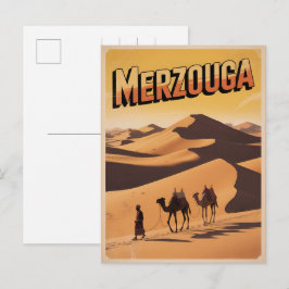 Cartão Postal Retro Merzouga sahara camel ride morocco travel 