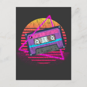 Cartão Postal Retro Mixtape Vaporwave Music Sunset Tape