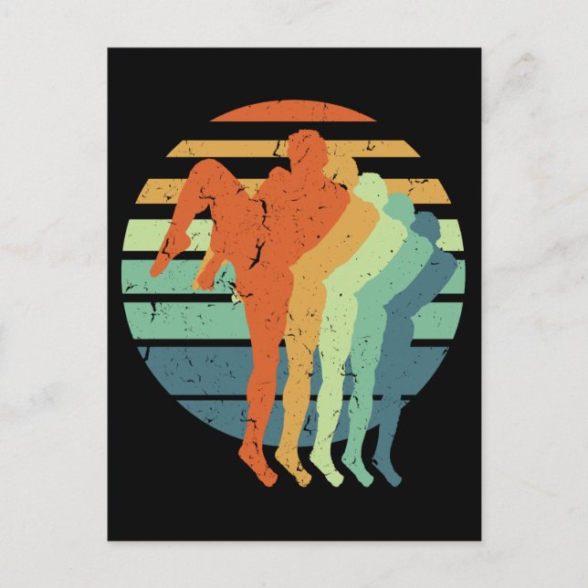 Cartão Postal Retro Muay Thai Boxing Sports Kickboxing Boxer Fan (Frente)