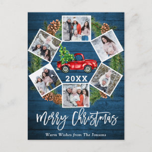 Cartão Postal Retro Natal Caminhão Vermelho Saudação 6 Foto