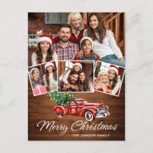 Cartão Postal Retro Natal Red Truck Russ 4 FOTO Saudação