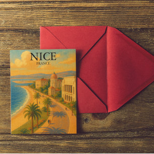 Cartão Postal Retro Nice França Riviera Promenade Francesa