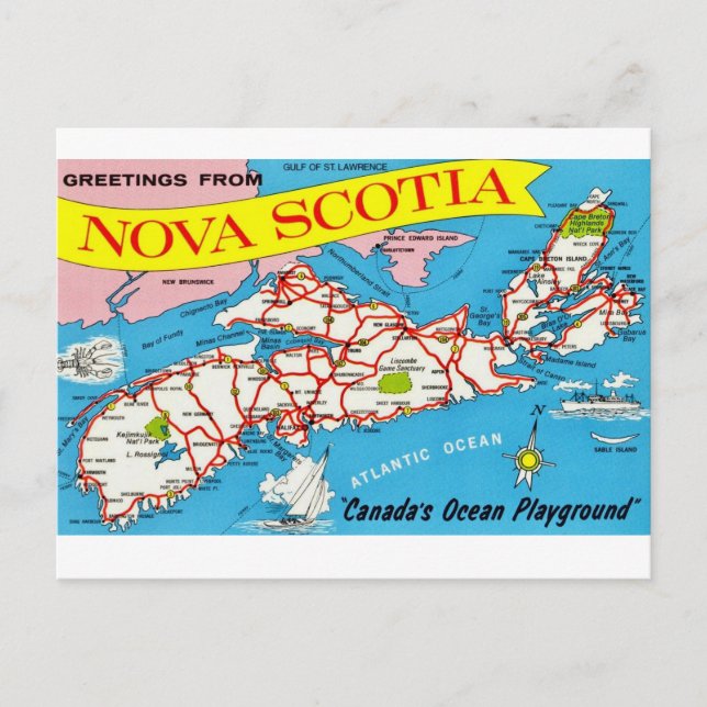 Cartão Postal Retro Nova Scotia (Frente)
