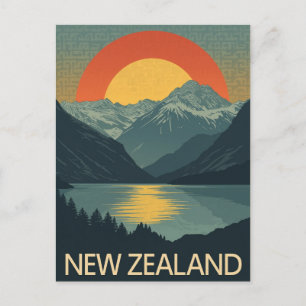 Cartão Postal Retro Nova Zelândia