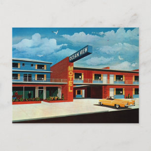 Cartão Postal Retro Ocean View Motel Vintage