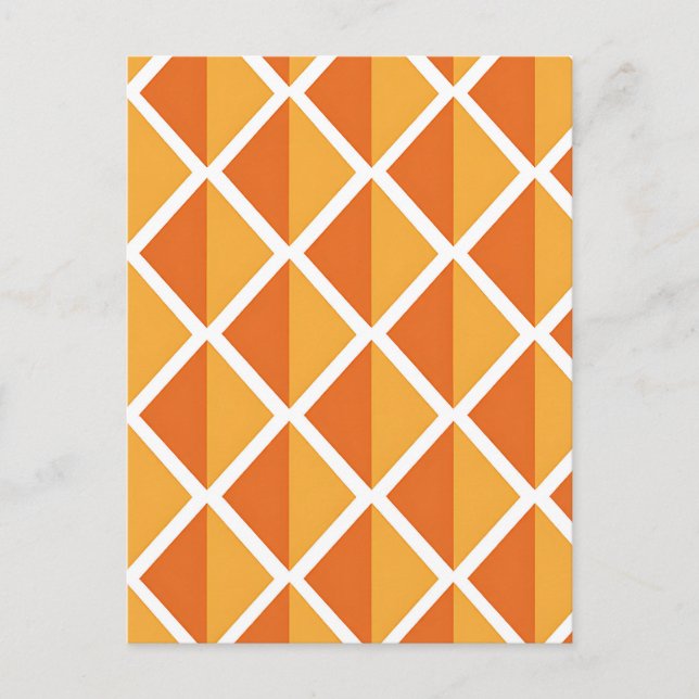 Cartão Postal Retro Orange Diamond Harlequin Pattern (Frente)