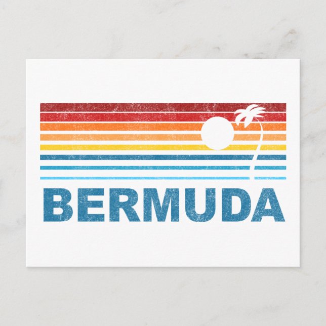 Cartão Postal Retro Palm Tree Bermuda (Frente)