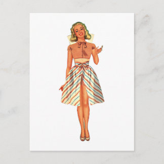 Cartão Postal Retro Paper Doll Lady