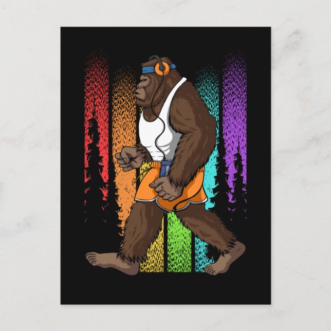 Cartão Postal Retro Pé Grande Estranho Andando (Frente)