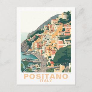 Cartão Postal Retro Positano, Itália, Cidade Europeia