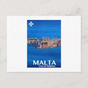 Cartão Postal Retro Poster Malta Valetta - Cidade dos Cavaleiros
