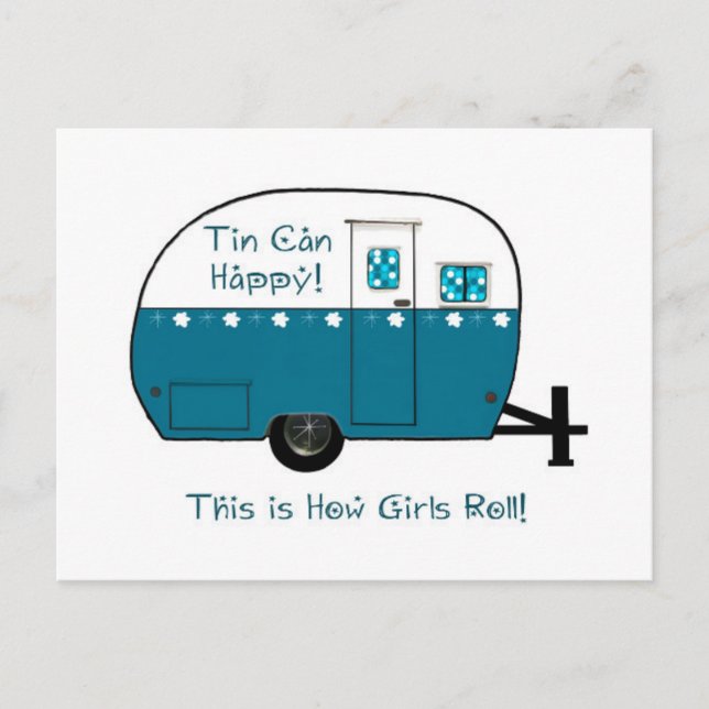 CARTÃO POSTAL | Retro Retro Camper Trailer (Frente)