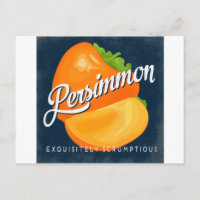 Retro Rótulo da Fruta da Vintagem do Persimmon
