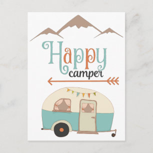 Cartão Postal Retro RV de Camper Cute Feliz