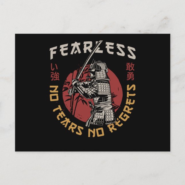 Cartão Postal Retro Samurai Destemido - Citação de Samurai (Frente)