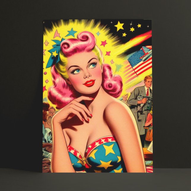 Cartão Postal Retro Sci-fi Kitsch Girl (Criador carregado)