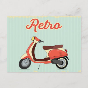 Cartão Postal Retro Scooter bike vintage postcard