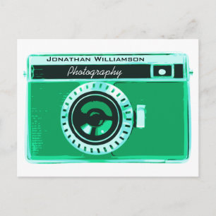 Cartão Postal Retro Seafoam Green Camera Photoics Business