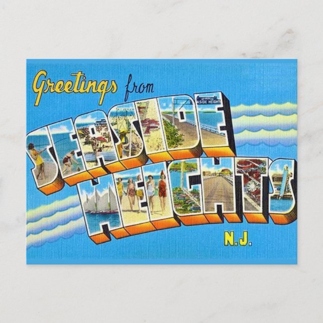 Cartão postal retro Seaside Heights NJ (Frente)