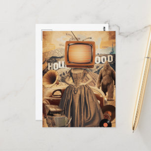 Cartão Postal Retro Sepia TV Mulher Sasquach