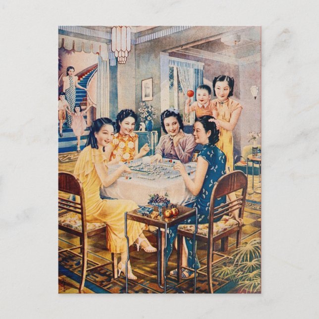 Cartão Postal Retro Shanghai Advertising Mahjong Game (Frente)