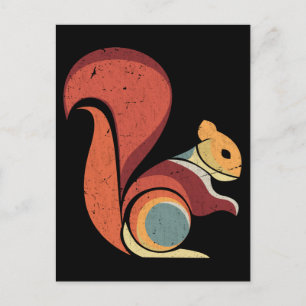 Cartão Postal Retro Squirrel Men Women Rodand Animal