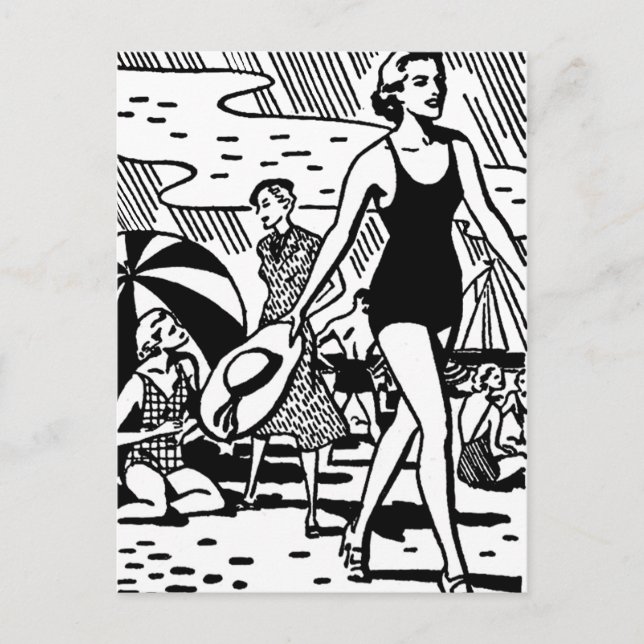 Cartão Postal Retro Summer na Praia (Frente)