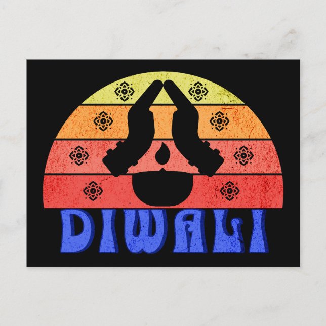 Cartão Postal Retro Sunset Diwali (Frente)