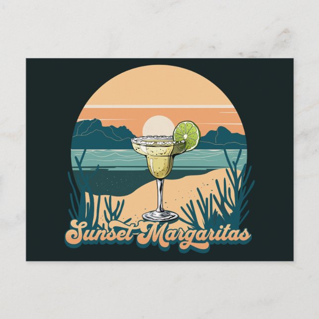 Cartão Postal Retro Sunset Margaritas (Frente)