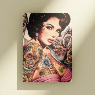 Cartão Postal Retro Tatuada Pin-up
