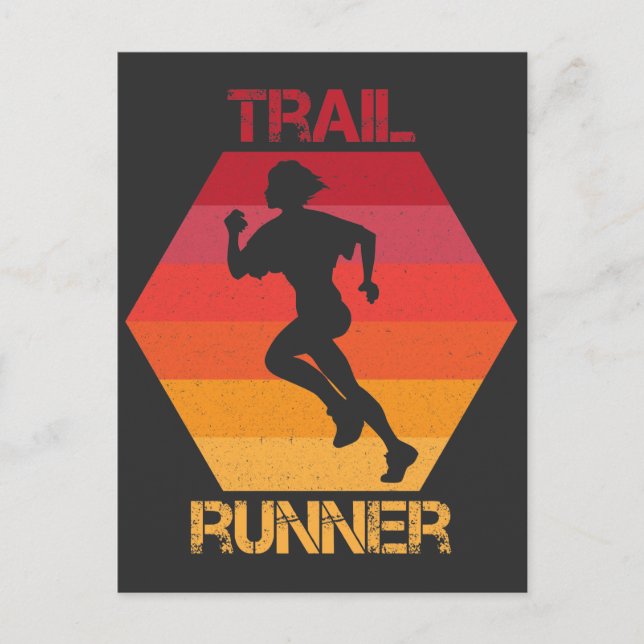 Cartão Postal Retro Trail Runner Mountain Running Esporte (Frente)