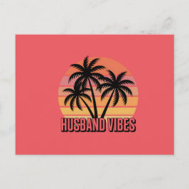 Cartão Postal Retro Tropical Sunset Husband Vibes