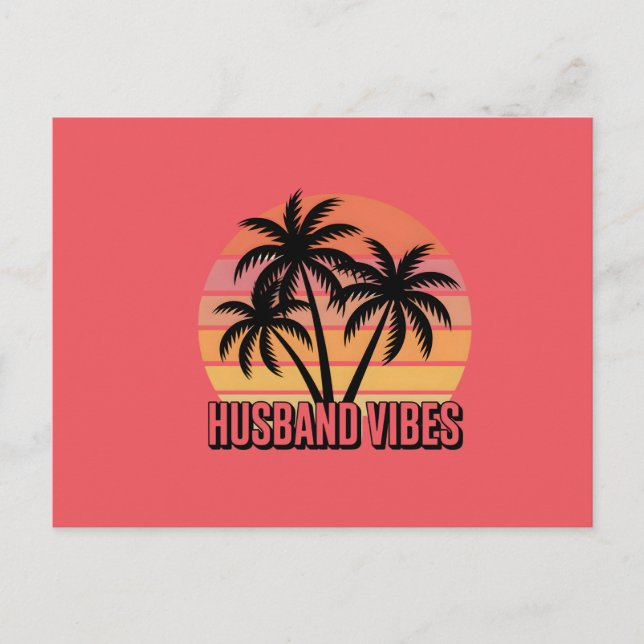 Cartão Postal Retro Tropical Sunset Husband Vibes (Frente)