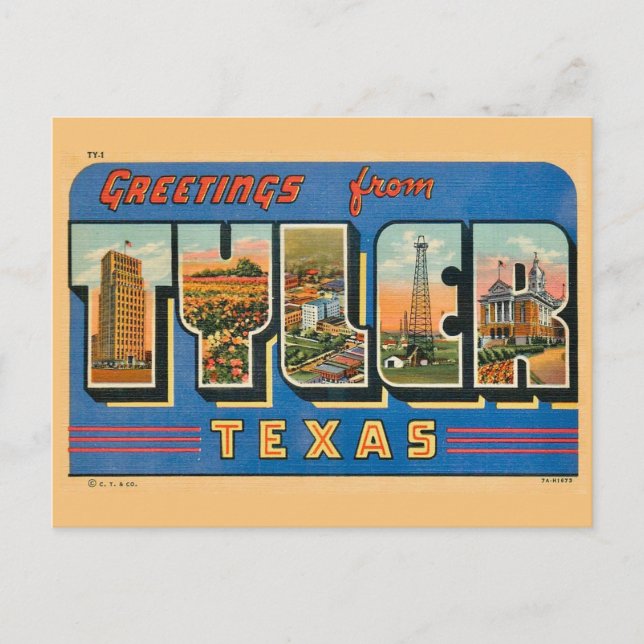 Cartão postal retro Tyler TX (Frente)
